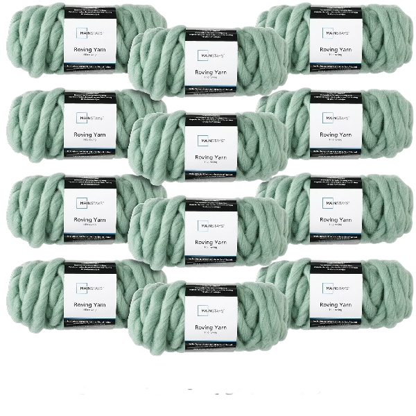Mainstays Roving Yarn Value Bundle, 100% Acrylic, 26 yd, Green Sage, Super Bulky, Pack of 12