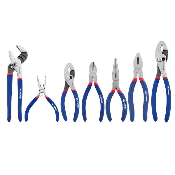 WORKPRO 7-piece Pliers Set with Groove Joint, Long Nose, Slip Joint, Linesman, and Diagonal Pliers for DIY & Home Use